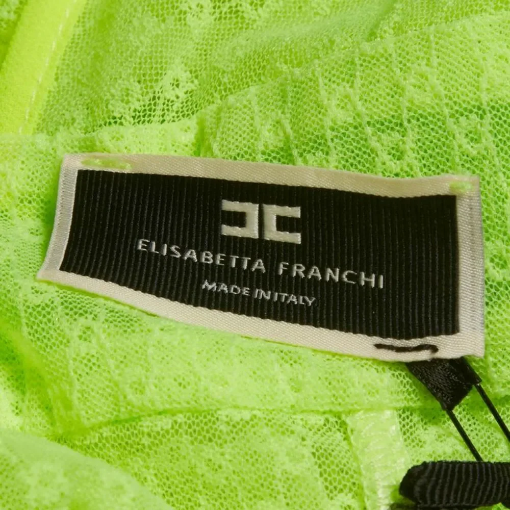 Elisabetta Franchi Neon Green Mesh Sequin Bodysuit M - Picture 4 of 6